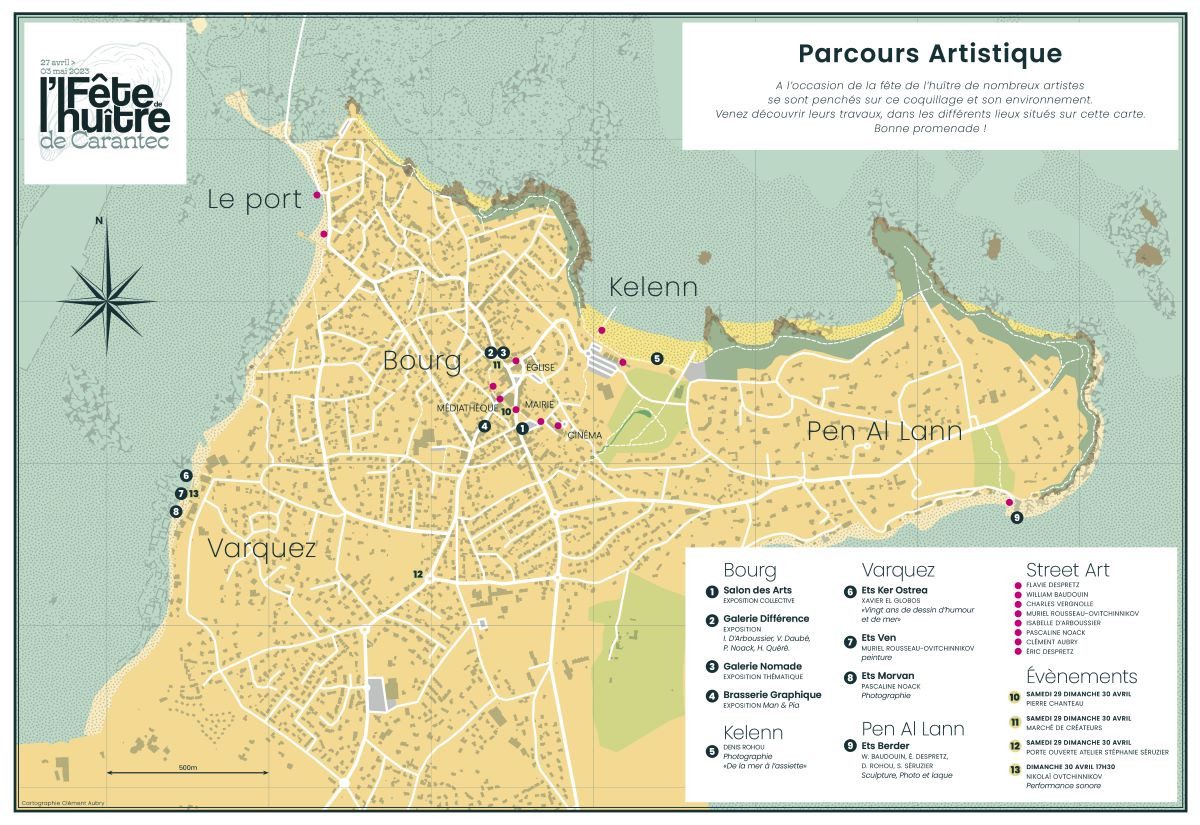 Carte de géolocalisation du parcours artistique 