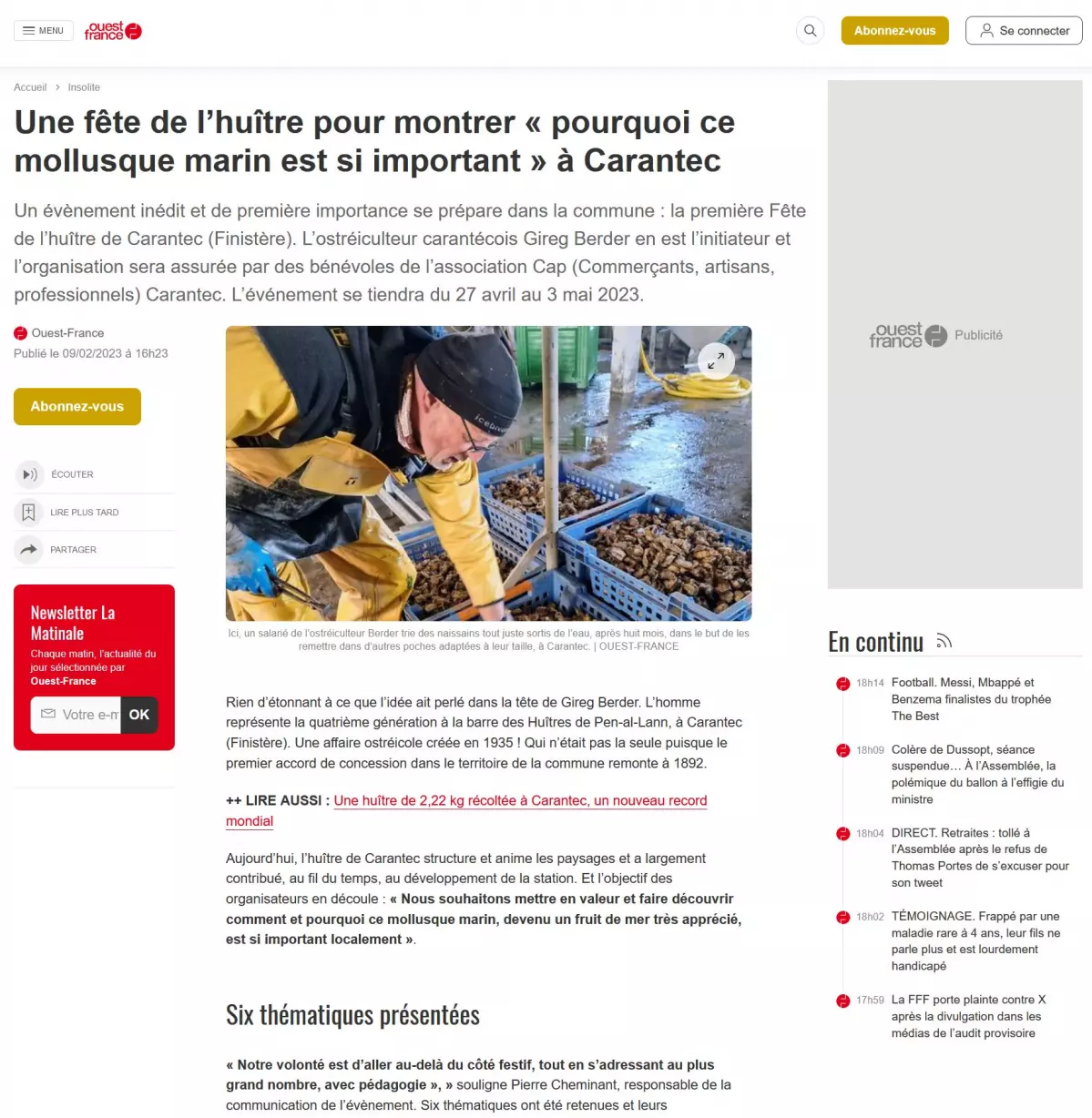Ouest-France - Article 09/02/2023