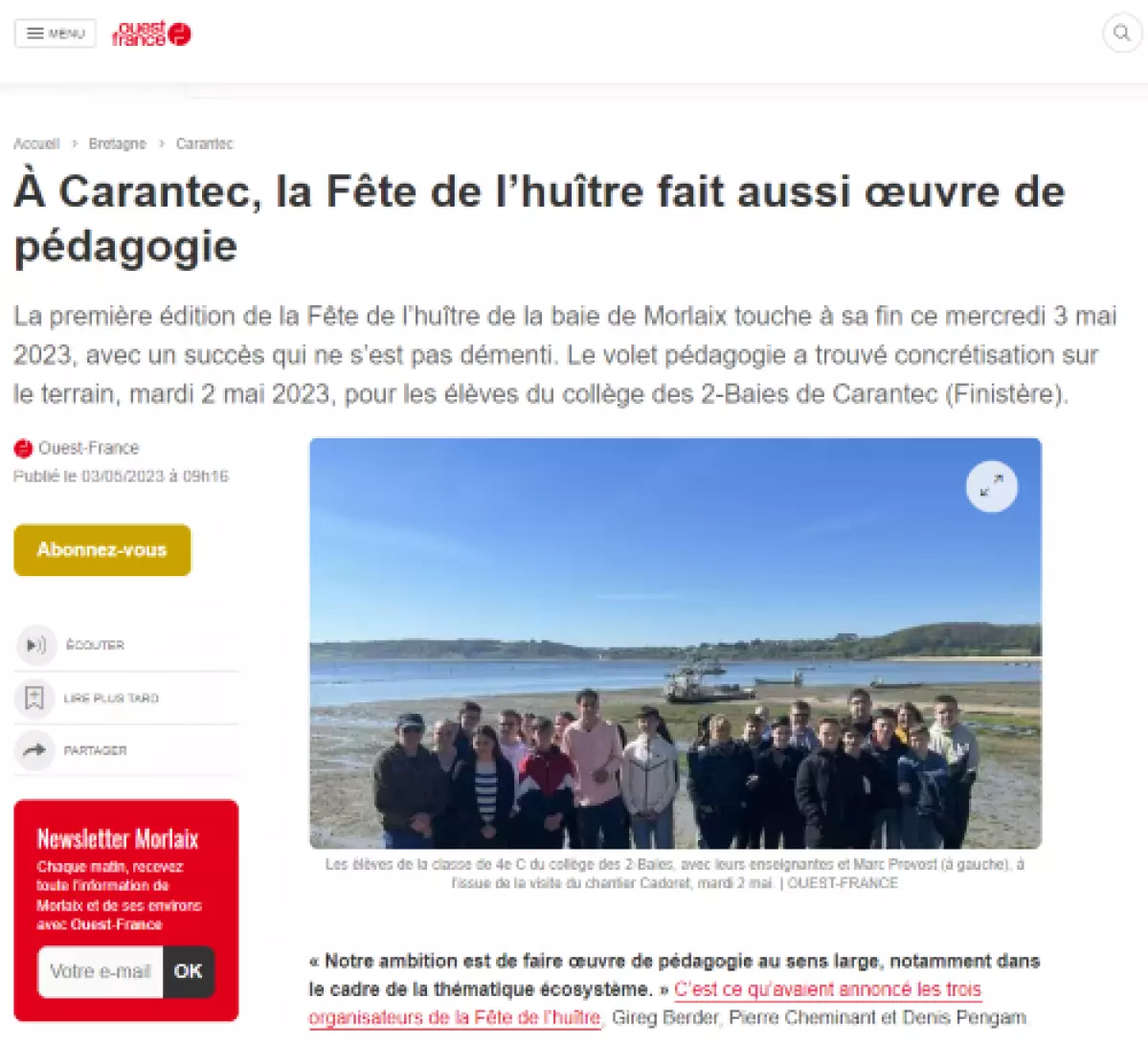 Ouest France - Article 03/05/2023