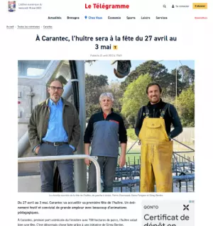 A Carantec, l'huître sera à la fête du 27 avril au 3 mai